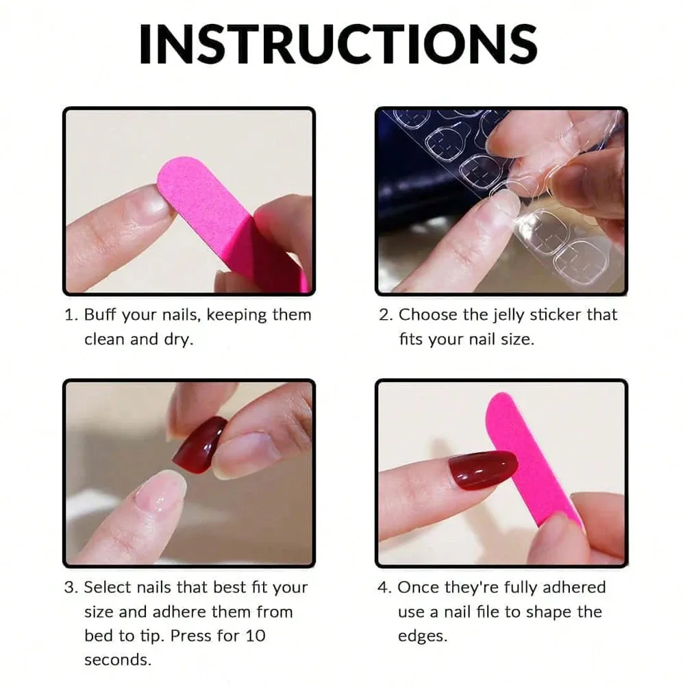 24pcs Medium Square Pink France Full Cover Fake Nail Set - Short Coffin Press On Nails Love Design For Girl Mother Women Gift