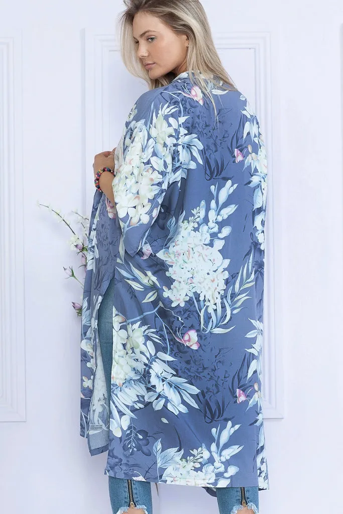 Blue Floral Duster Kimono