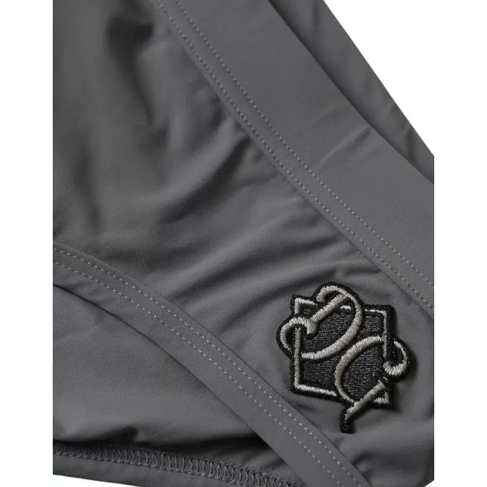 Dolce & Gabbana Dark Gray DG Logo Beachwear Brief Swimwear Men