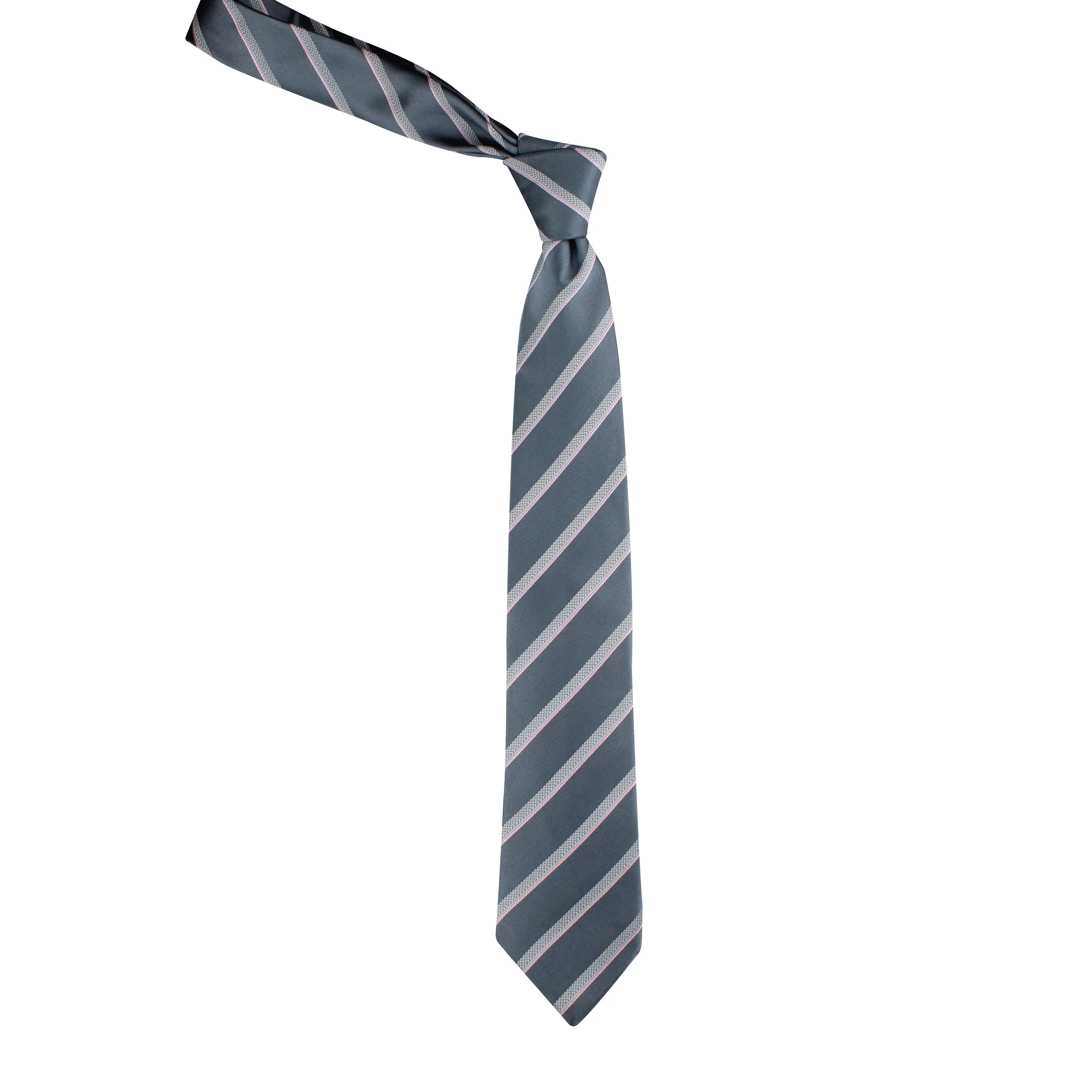 Kovove Elegant Gray Striped Neck Tie For Men