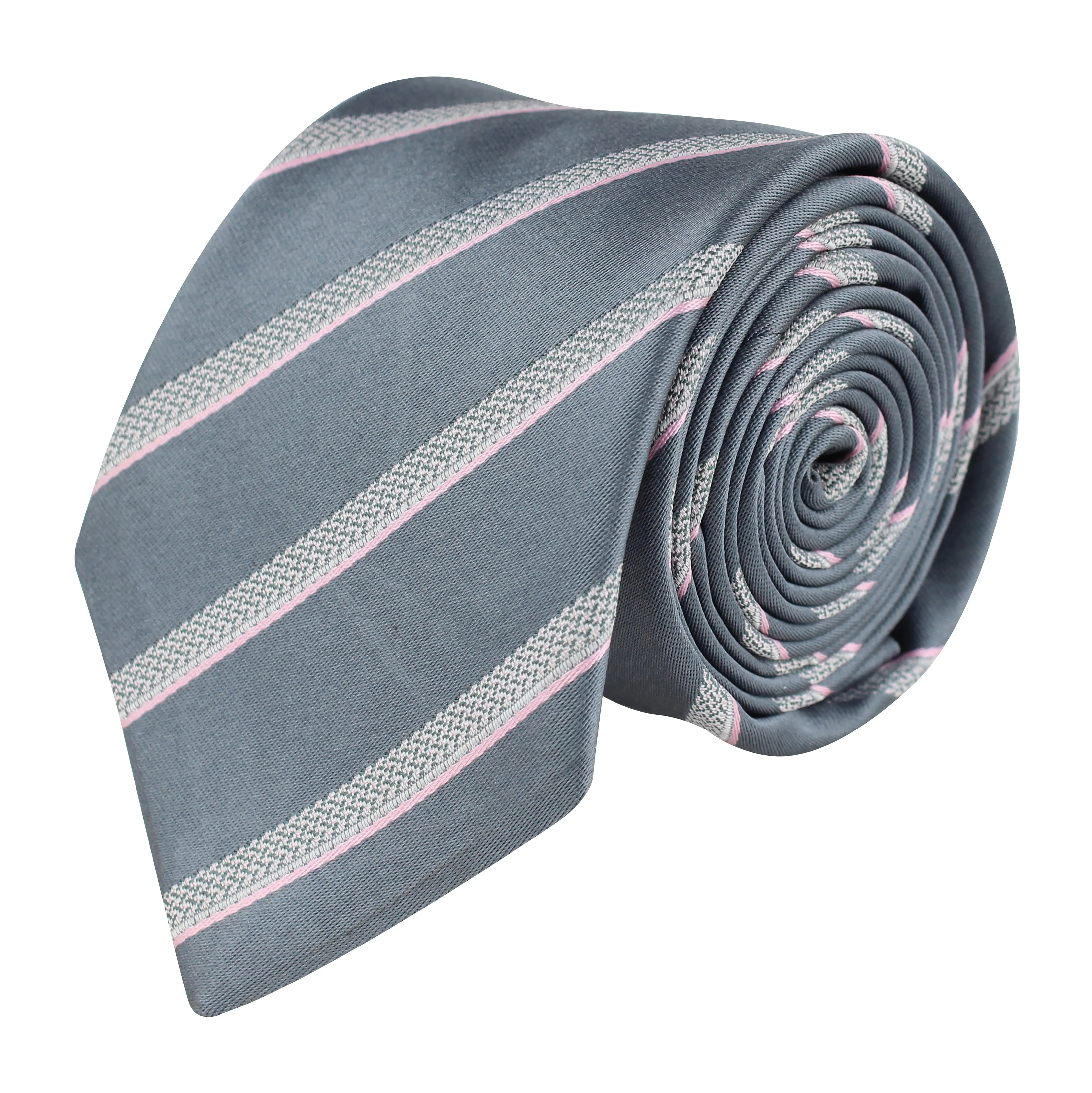 Kovove Elegant Gray Striped Neck Tie For Men