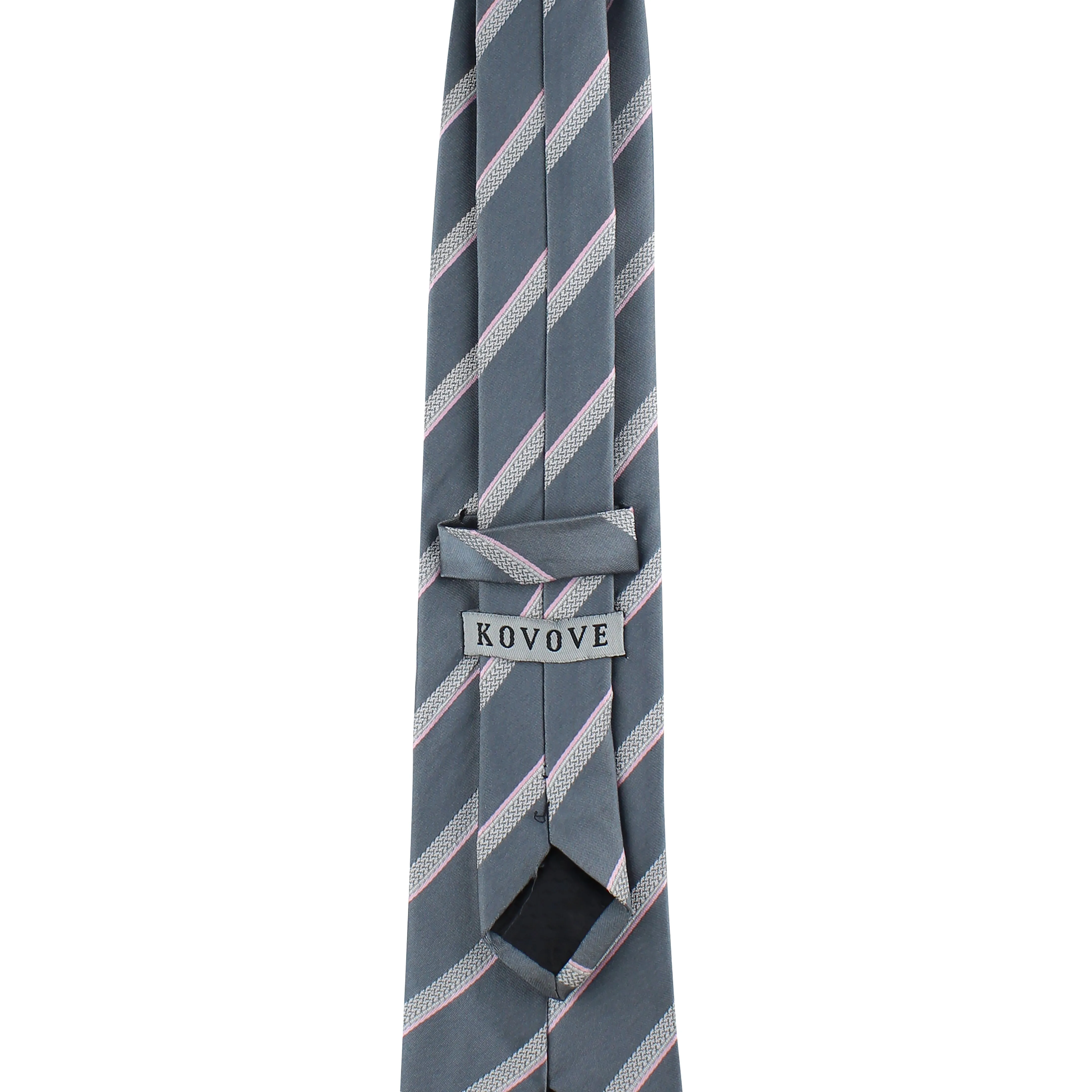 Kovove Elegant Gray Striped Neck Tie For Men