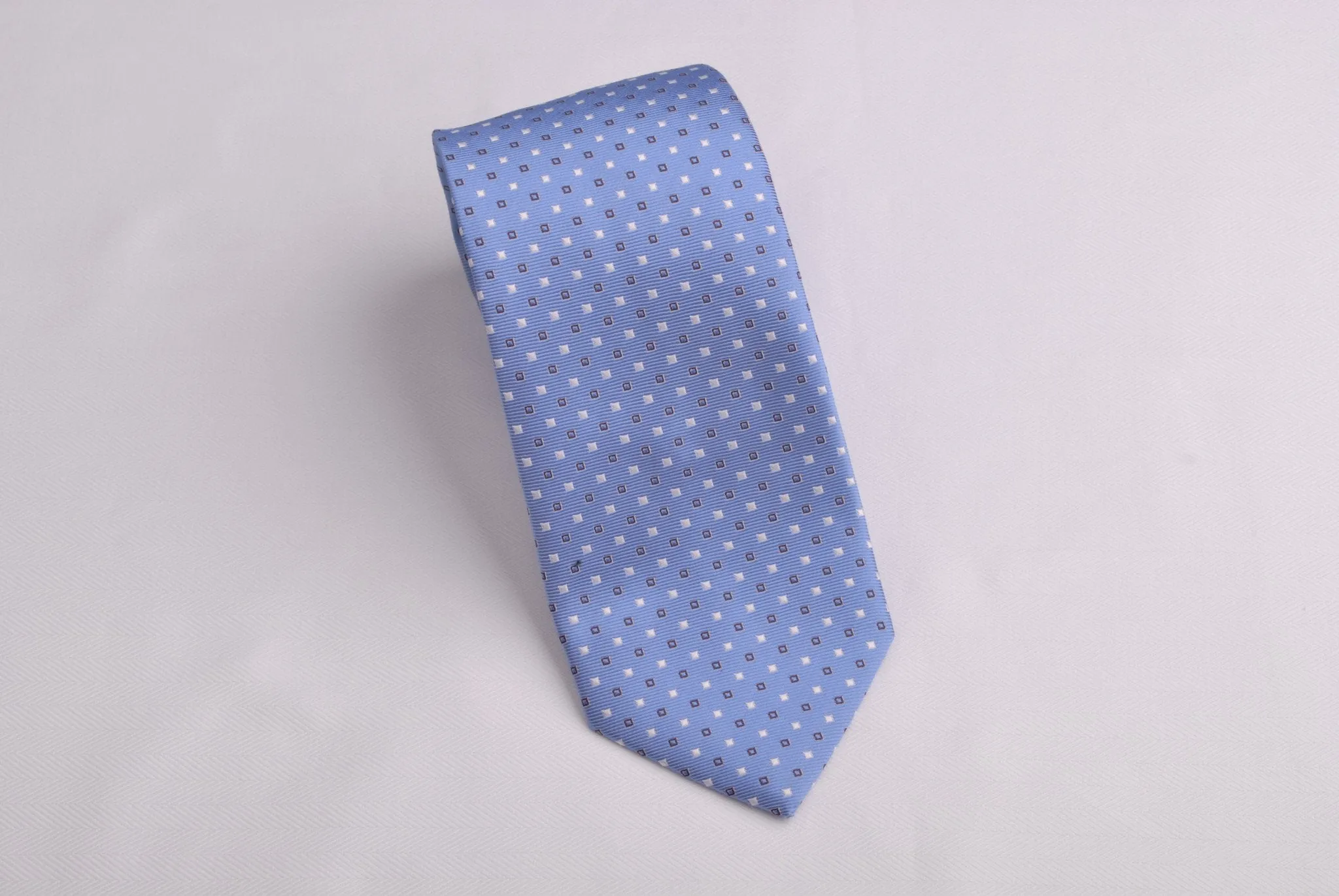 Light Blue Skinny Woven Tie with Contrast Studs Luxury Fashion 3"
