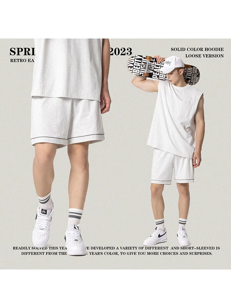 Men'S Loose Solid Cropped Shorts