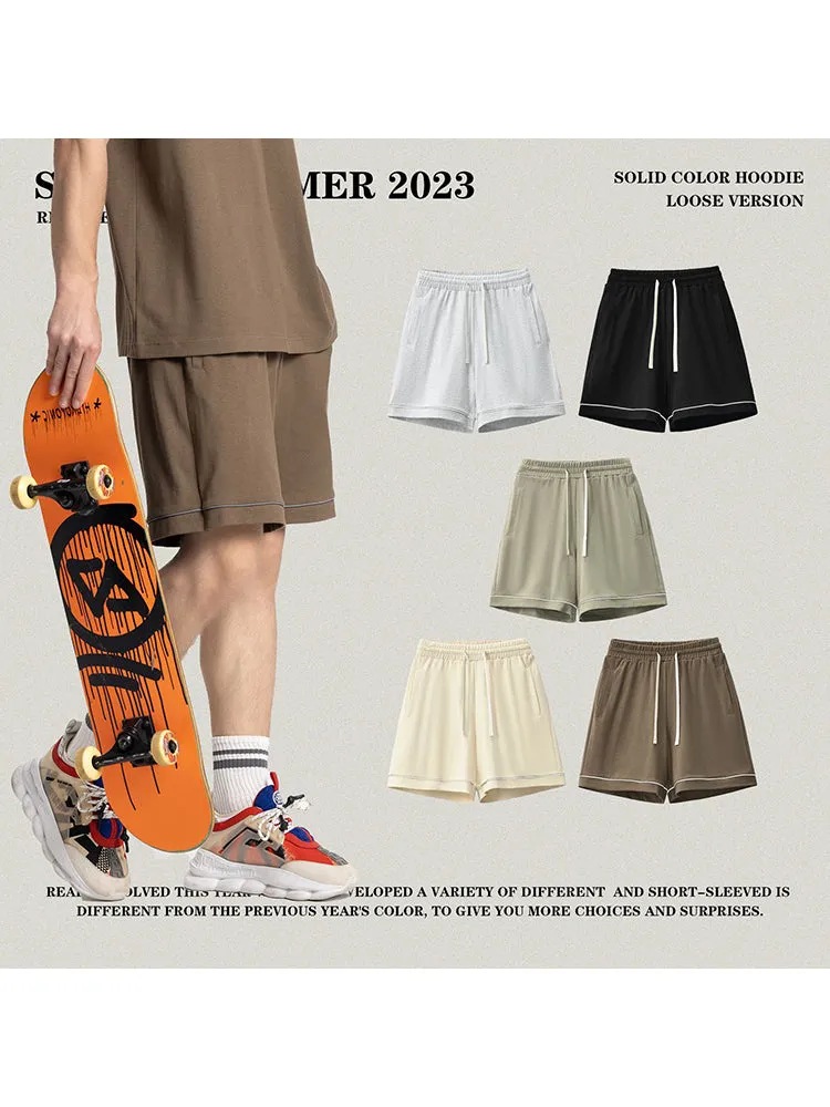 Men'S Loose Solid Cropped Shorts