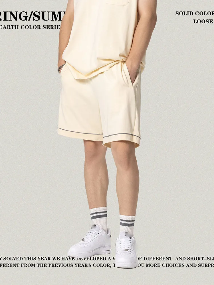 Men'S Loose Solid Cropped Shorts