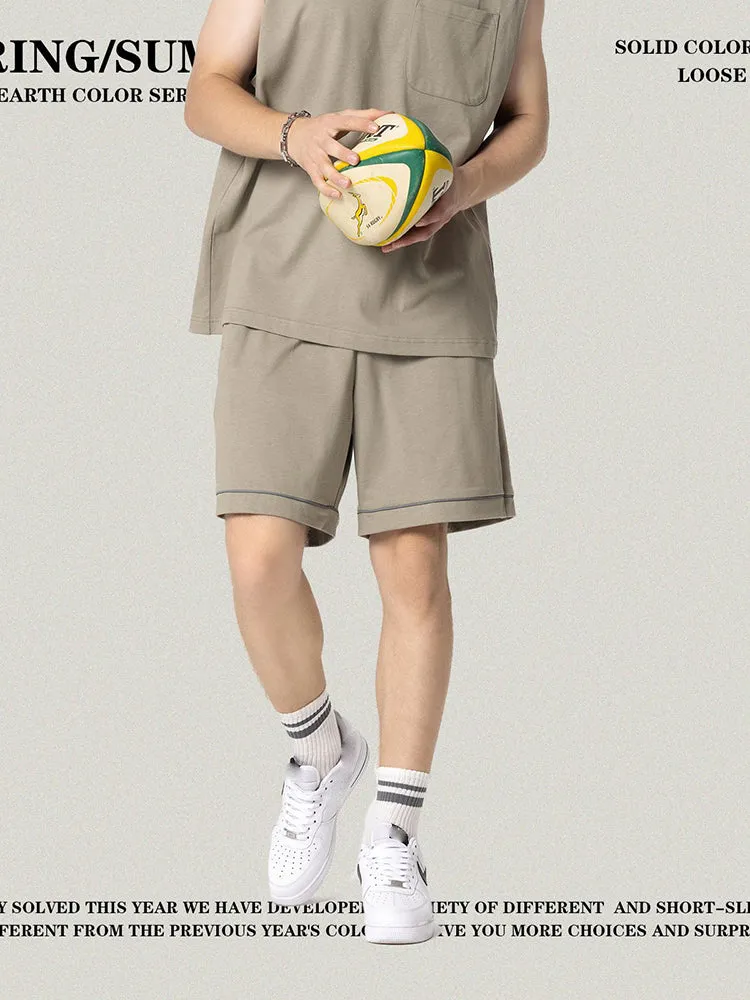 Men'S Loose Solid Cropped Shorts