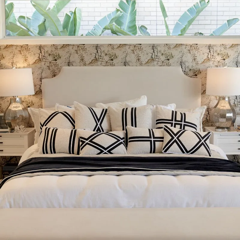 Mirage Haven Mill Diamond Black and Silver 50x50cm Cushion Cover