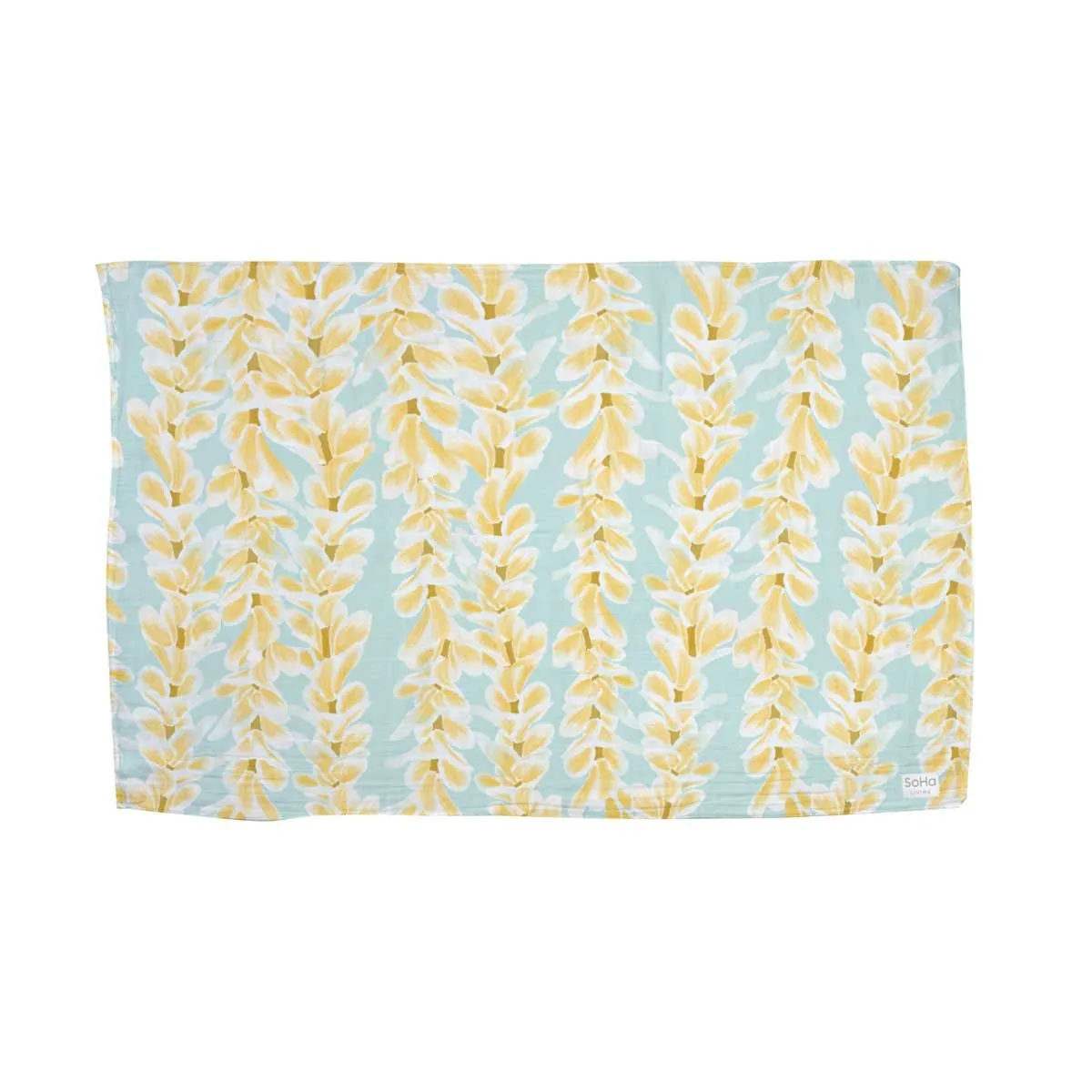 Plumeria Lei on Blue Pareo