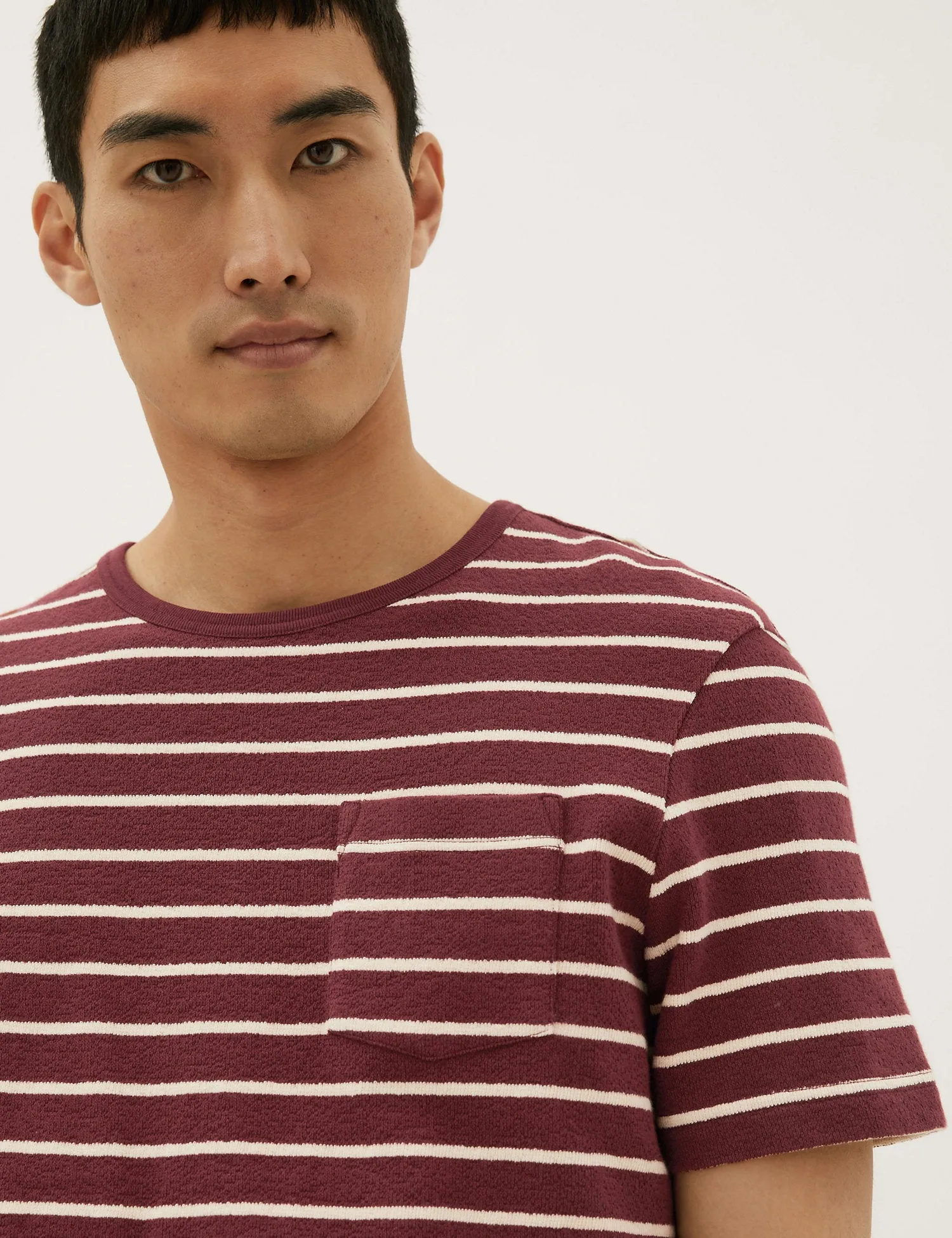 Pure Cotton Striped Textured T-Shirt