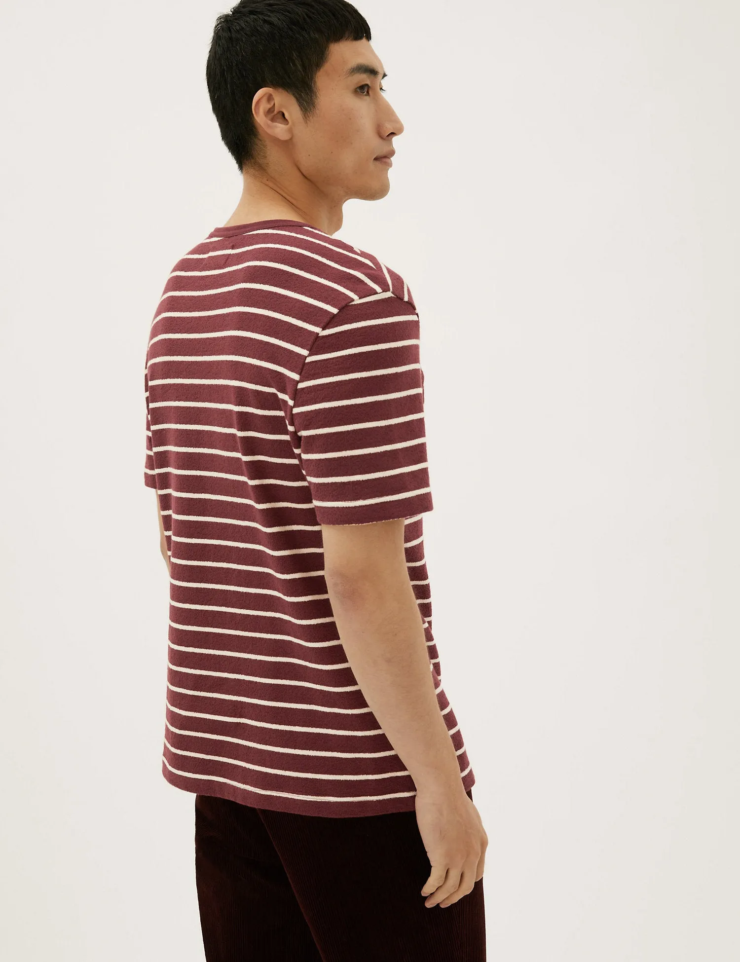 Pure Cotton Striped Textured T-Shirt