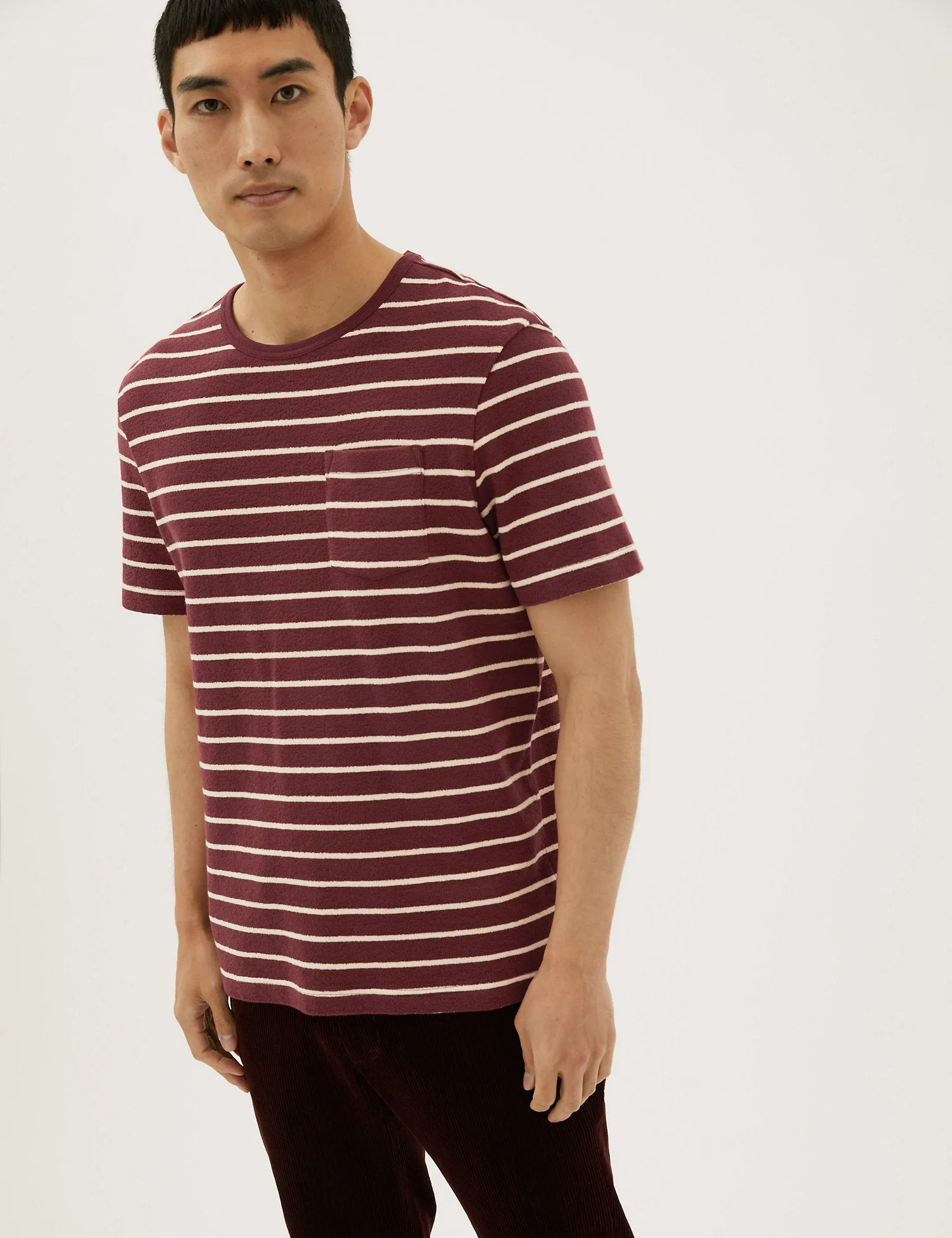 Pure Cotton Striped Textured T-Shirt