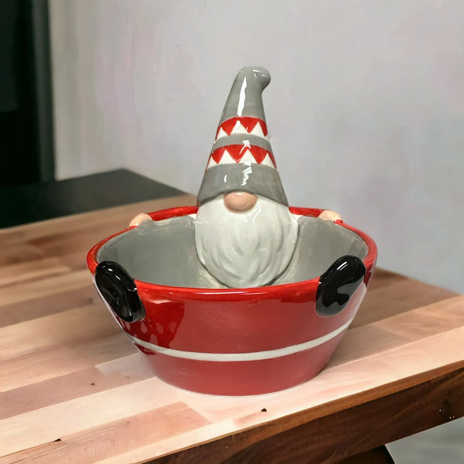 Red/Grey Gnome Snack Bowl