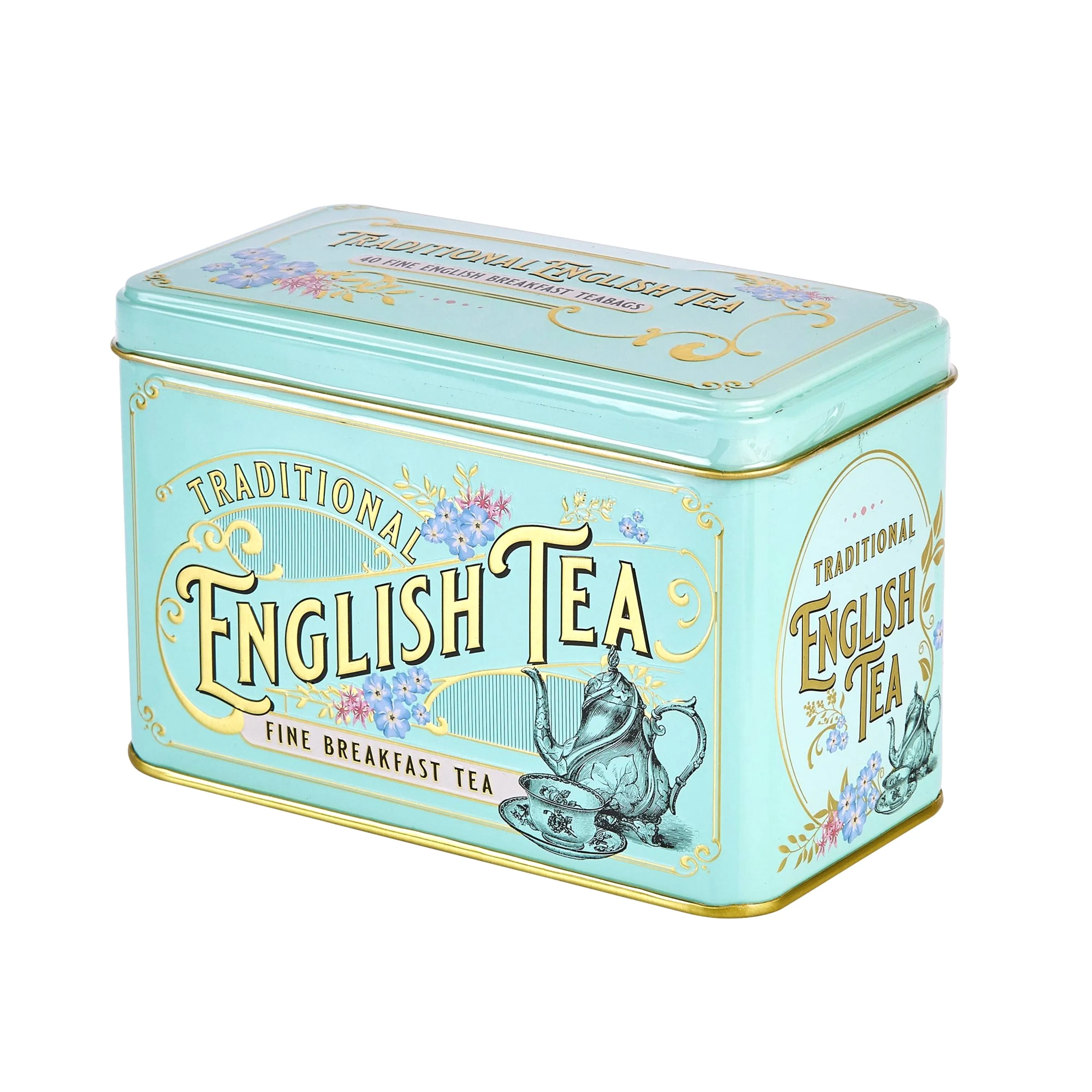 Vintage Victorian Classic Tea Tin - Mint Green