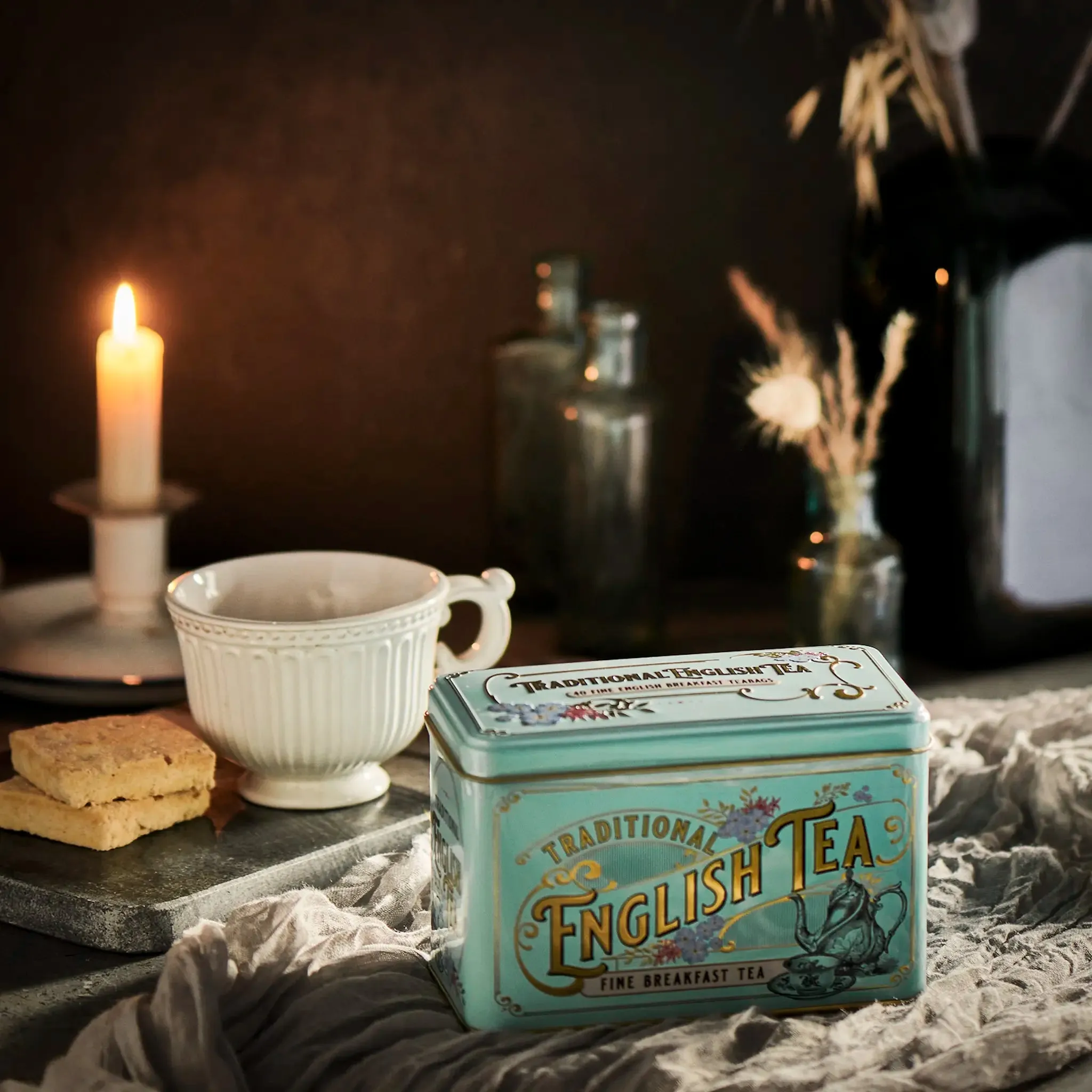 Vintage Victorian Classic Tea Tin - Mint Green